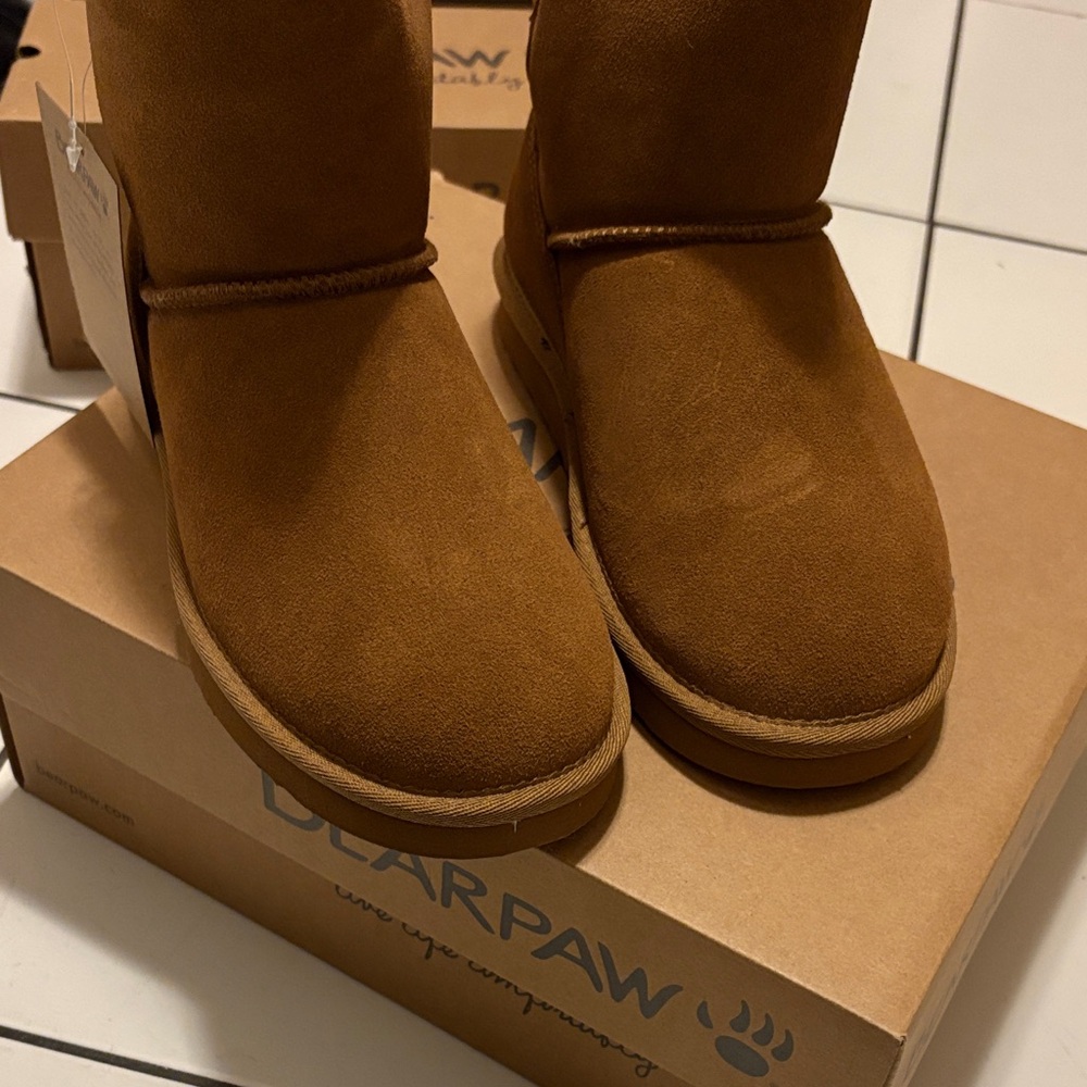BearPaw Tan Suede Boots